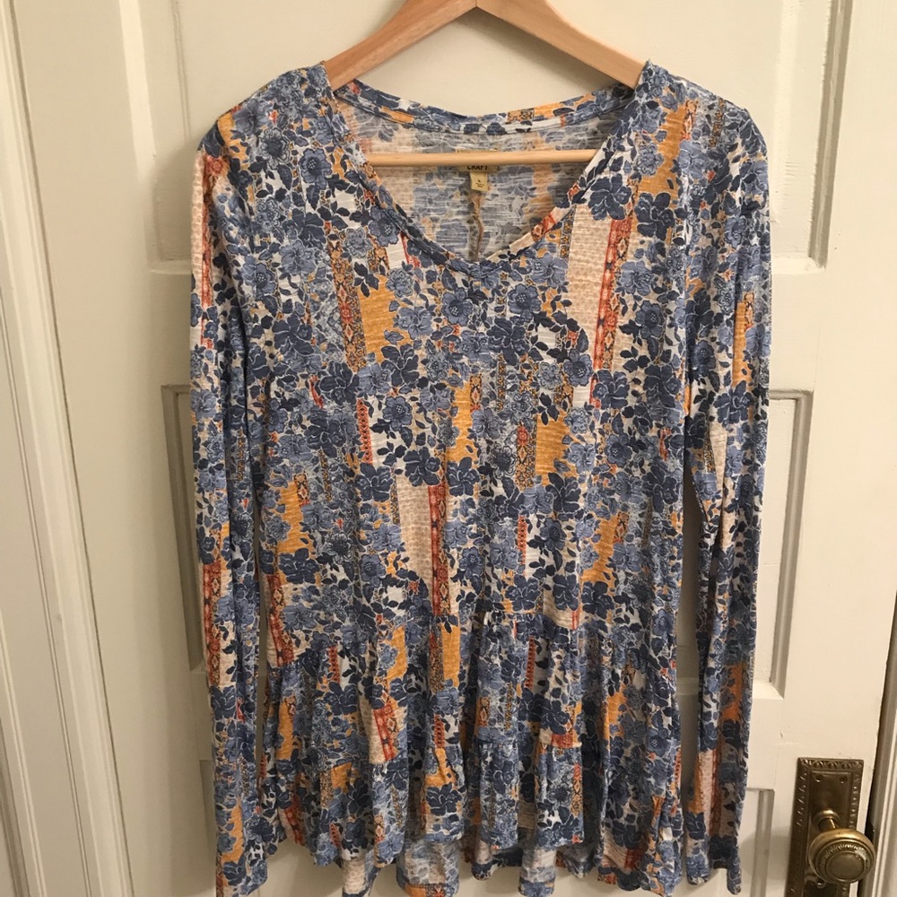 Blue Yellow Flower Summer Tunic True Craft
